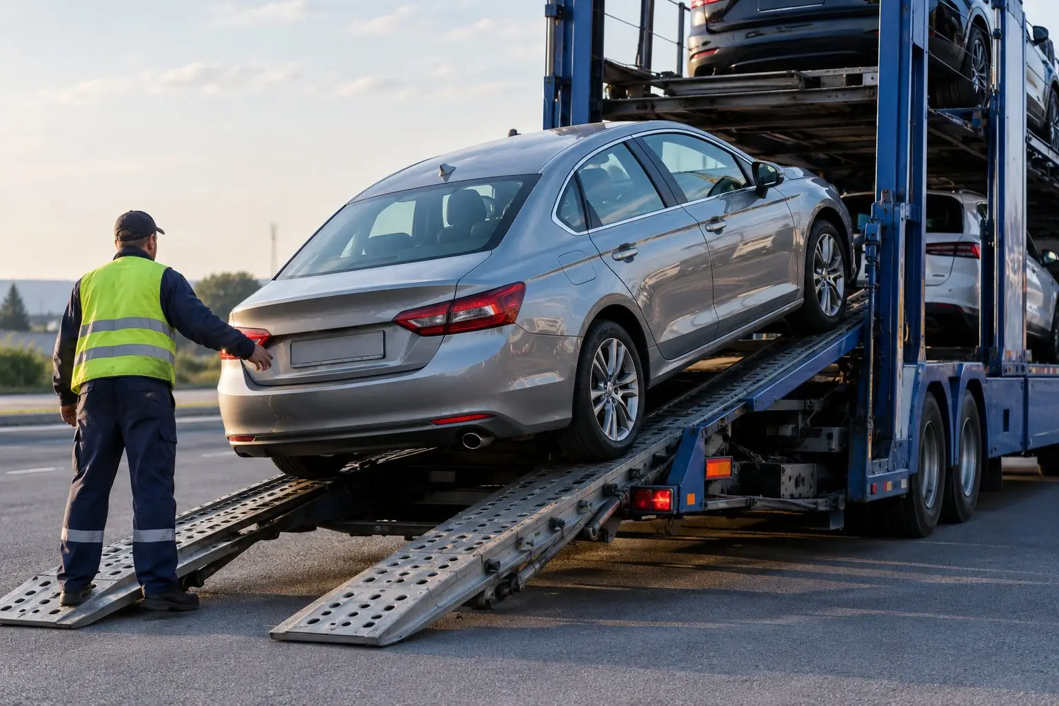 легковой автомобиль загружают на автовоз