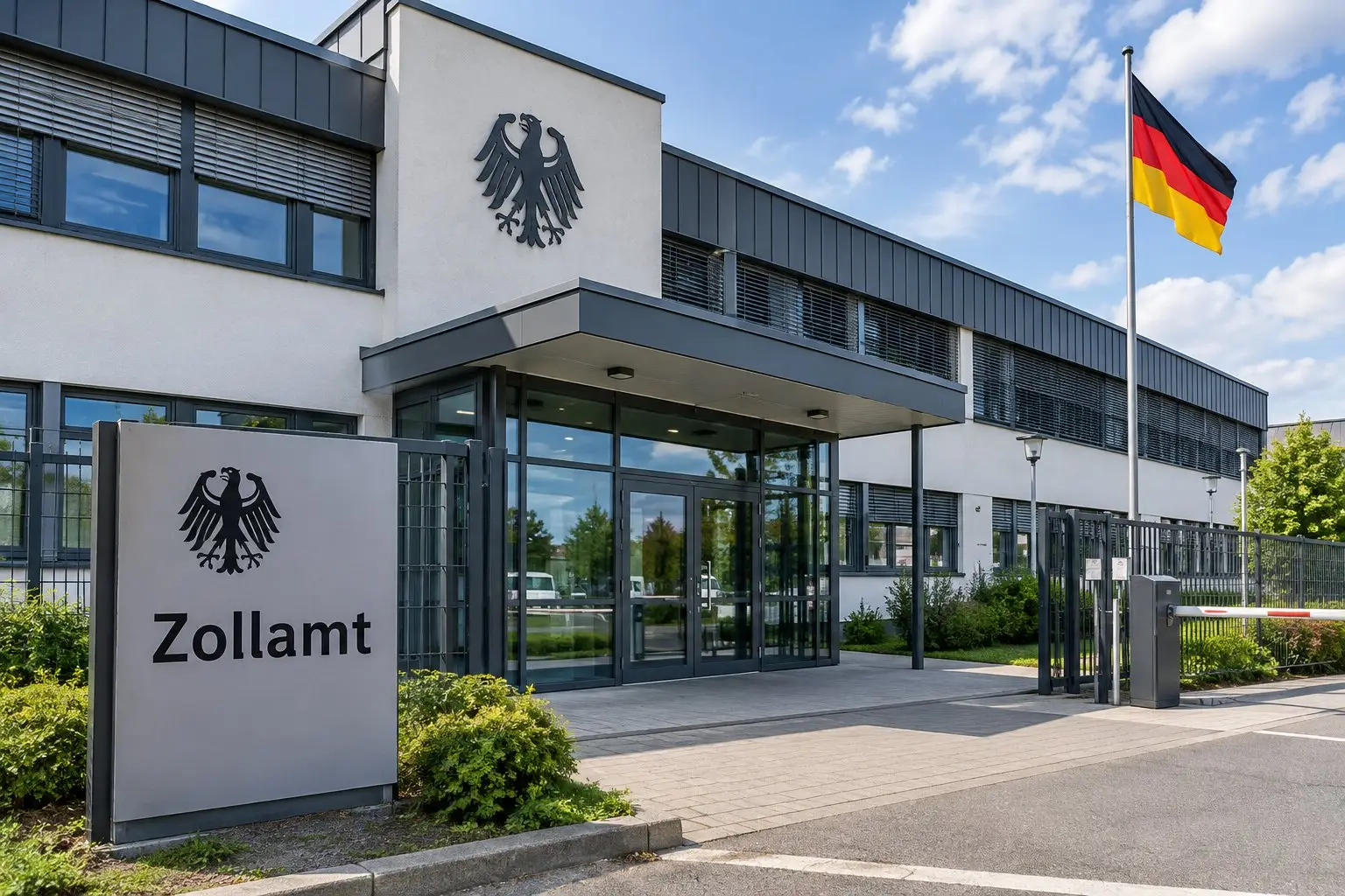 здание немецкой таможни с вывеской Zollamt
